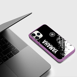 Чехол iPhone 11 Pro матовый Yamaha - следы от шин, цвет: 3D-фиолетовый — фото 2