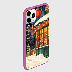 Чехол iPhone 11 Pro матовый Праздничная атмосфера кафе, цвет: 3D-фиолетовый — фото 2