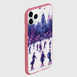 Чехол iPhone 11 Pro матовый Новогоднее настроение на катке, цвет: 3D-малиновый — фото 2