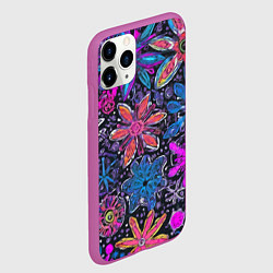 Чехол iPhone 11 Pro матовый Неоновые абстрактные снежинки, цвет: 3D-фиолетовый — фото 2