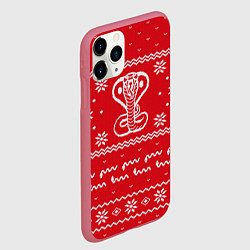 Чехол iPhone 11 Pro матовый Новогодний свитер со змеями, цвет: 3D-малиновый — фото 2