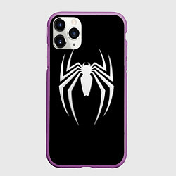 Чехол iPhone 11 Pro матовый Black SpiderMan, цвет: 3D-фиолетовый