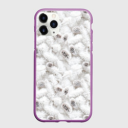 Чехол iPhone 11 Pro матовый Ёлка с шишками в рождественский мороз, цвет: 3D-фиолетовый