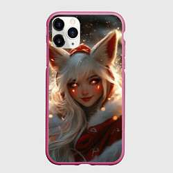 Чехол iPhone 11 Pro матовый Девушка - лиса и огоньки
