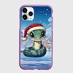 Чехол iPhone 11 Pro матовый С новым 2025 годом змейка, цвет: 3D-фиолетовый