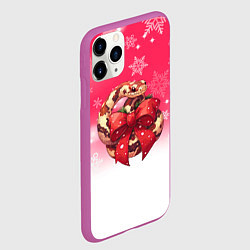 Чехол iPhone 11 Pro матовый Подарочная змейка на новый год, цвет: 3D-фиолетовый — фото 2