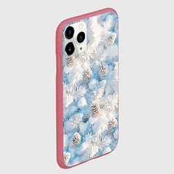Чехол iPhone 11 Pro матовый Мороз и солнце - еловые шишки, цвет: 3D-малиновый — фото 2