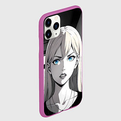 Чехол iPhone 11 Pro матовый Нейросеть - аниме блондинка, цвет: 3D-фиолетовый — фото 2