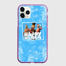 Чехол iPhone 11 Pro матовый Happy Holidays - Fortnite Ginger Gunner и Щелкунчи, цвет: 3D-фиолетовый
