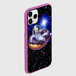Чехол iPhone 11 Pro матовый Космонавт Гомер Симпсон на пончике - нейросеть, цвет: 3D-фиолетовый — фото 2