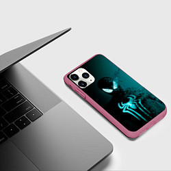 Чехол iPhone 11 Pro матовый Neon spider-man, цвет: 3D-малиновый — фото 2