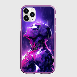 Чехол iPhone 11 Pro матовый Spider-man - Neon rain, цвет: 3D-фиолетовый