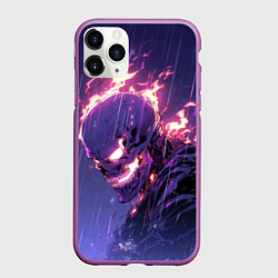 Чехол iPhone 11 Pro матовый Ghost Rider - Neon rain, цвет: 3D-фиолетовый
