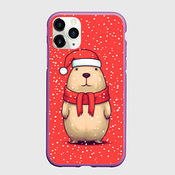 Чехол iPhone 11 Pro матовый Милая рождественская капибапра