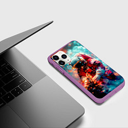 Чехол iPhone 11 Pro матовый Космонавт с ёлкой в космосе, цвет: 3D-фиолетовый — фото 2