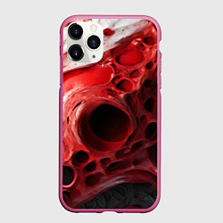 Чехол iPhone 11 Pro матовый Красно-белая абстрактная структура