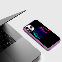 Чехол iPhone 11 Pro матовый Neon Deadpool, цвет: 3D-фиолетовый — фото 2