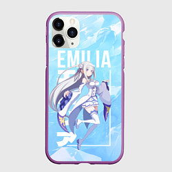 Чехол iPhone 11 Pro матовый Эмилия Re:Zero, цвет: 3D-фиолетовый