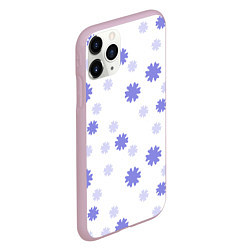 Чехол iPhone 11 Pro матовый Зимний узор со снежинками, цвет: 3D-розовый — фото 2