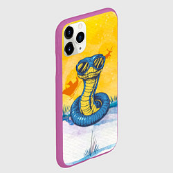 Чехол iPhone 11 Pro матовый Синяя змея в очках, цвет: 3D-фиолетовый — фото 2