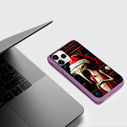 Чехол iPhone 11 Pro матовый Санта Клаус - инопланетянин, цвет: 3D-фиолетовый — фото 2