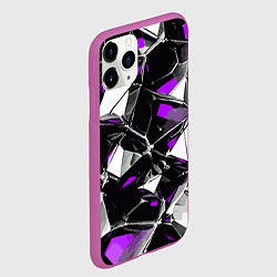 Чехол iPhone 11 Pro матовый Фиолетово-белый паттерн на чёрном фоне, цвет: 3D-фиолетовый — фото 2