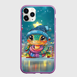 Чехол iPhone 11 Pro матовый Милая змейка символ 2025, цвет: 3D-фиолетовый