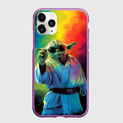 Чехол iPhone 11 Pro матовый Крутой Йода - Звездные войны, цвет: 3D-фиолетовый