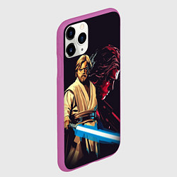 Чехол iPhone 11 Pro матовый Оби Ван и Энакин - Звездные войны, цвет: 3D-фиолетовый — фото 2