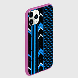 Чехол iPhone 11 Pro матовый Синие обои на чёрном фоне, цвет: 3D-фиолетовый — фото 2