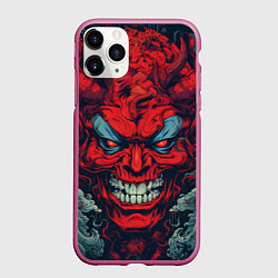 Чехол iPhone 11 Pro матовый Red demon Oni, цвет: 3D-малиновый