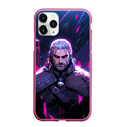 Чехол iPhone 11 Pro матовый Geralt - neon rain