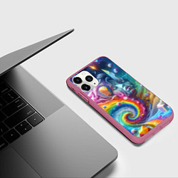 Чехол iPhone 11 Pro матовый Абстрактное граффити с лицом девушки, цвет: 3D-малиновый — фото 2