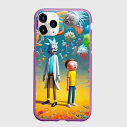 Чехол iPhone 11 Pro матовый Рик и Морти - сюрреалистическая фантазия