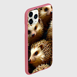 Чехол iPhone 11 Pro матовый Ежи, цвет: 3D-малиновый — фото 2