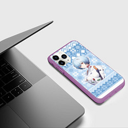 Чехол iPhone 11 Pro матовый Rei christmas sweater Evangelion, цвет: 3D-фиолетовый — фото 2