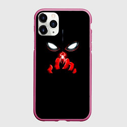 Чехол iPhone 11 Pro матовый Неоновый паук в темноте, цвет: 3D-малиновый