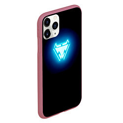 Чехол iPhone 11 Pro матовый Iron Man emblem, цвет: 3D-малиновый — фото 2