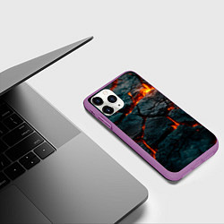 Чехол iPhone 11 Pro матовый Скала и лава, цвет: 3D-фиолетовый — фото 2