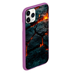 Чехол iPhone 11 Pro матовый Скала и лава, цвет: 3D-фиолетовый — фото 2