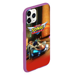 Чехол iPhone 11 Pro матовый Team Sonic racing - video game, цвет: 3D-фиолетовый — фото 2