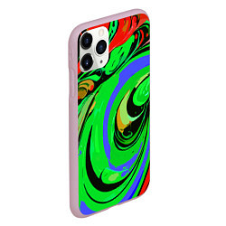 Чехол iPhone 11 Pro матовый Красно-зелёный узор, цвет: 3D-розовый — фото 2