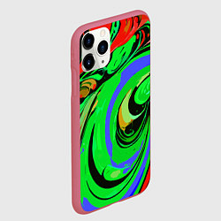 Чехол iPhone 11 Pro матовый Красно-зелёный узор, цвет: 3D-малиновый — фото 2