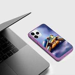 Чехол iPhone 11 Pro матовый Черепашка на синем фоне, цвет: 3D-фиолетовый — фото 2