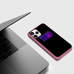 Чехол iPhone 11 Pro матовый In the beginning was sound, цвет: 3D-малиновый — фото 2