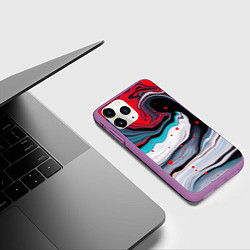 Чехол iPhone 11 Pro матовый Флюид арт абстракция, цвет: 3D-фиолетовый — фото 2