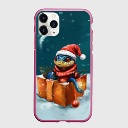 Чехол iPhone 11 Pro матовый Змейка в подарок новогодняя, цвет: 3D-малиновый