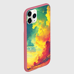 Чехол iPhone 11 Pro матовый Алые облака на синем небе, цвет: 3D-малиновый — фото 2