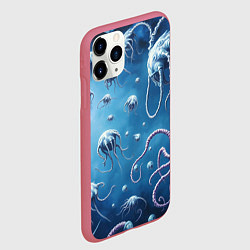 Чехол iPhone 11 Pro матовый Мир фантастических осьминогов, цвет: 3D-малиновый — фото 2
