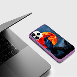 Чехол iPhone 11 Pro матовый Ворон на закате, цвет: 3D-фиолетовый — фото 2